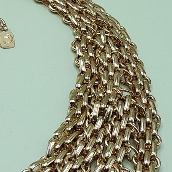 Vintage YOU and I Gold Tone Multi Strand Chain Statement Necklace 21" Collar - Picture 9 of 11